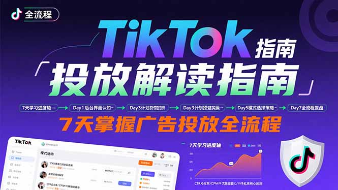 TikTok投放解读指南:后台操作/计划建立/模式选择,7天掌握广告投放全流程-青禾学社