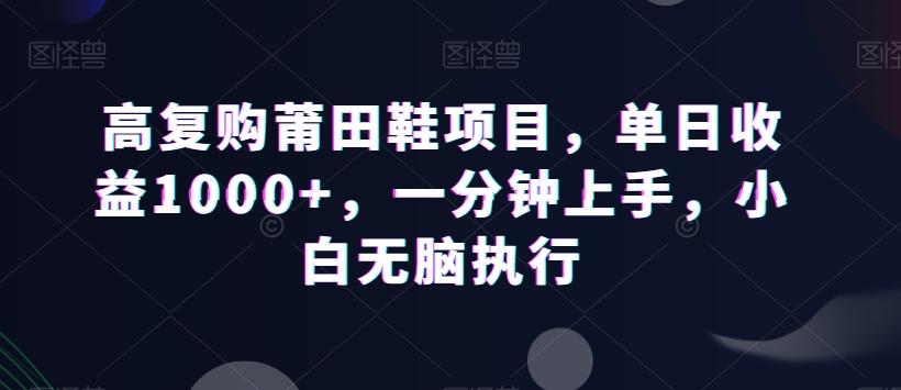 高复购莆田鞋项目，单日收益1000+，一分钟上手，小白无脑执行-青禾学社