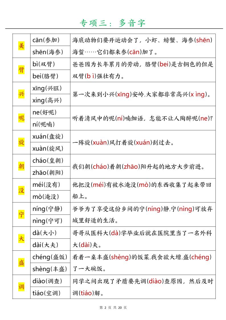 三年级语文上册暑假预习十三大专项-青禾学社