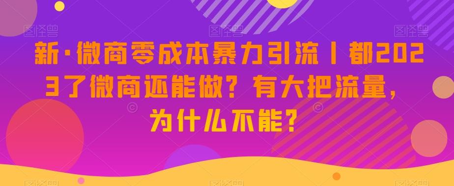 新·微商零成本暴力引流丨都2023了微商还能做?有大把流量,为什么不能?-青禾学社