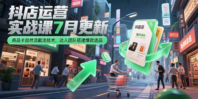 抖店运营实战课7月更新,商品卡自然流截流技术,达人团队搭建爆款选品-青禾学社